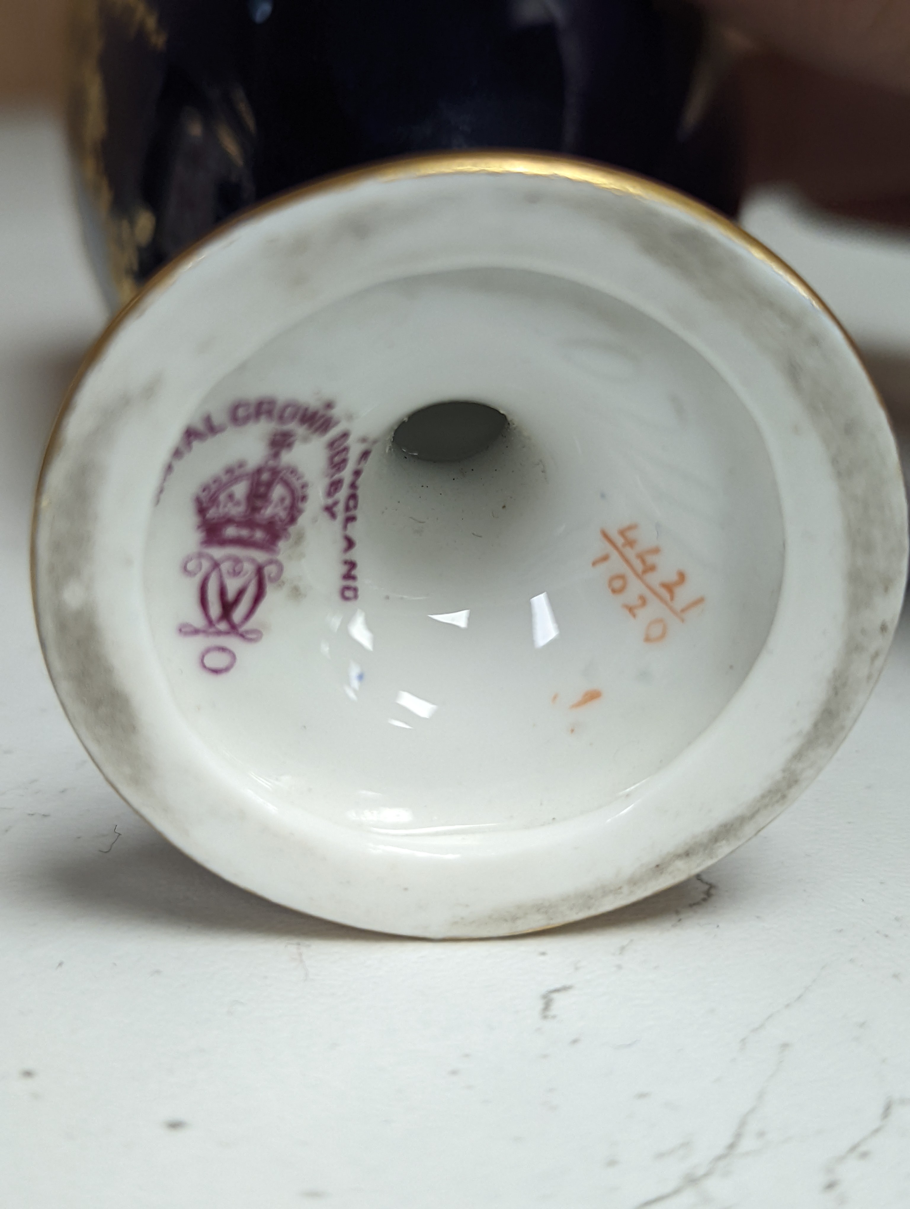 Royal Crown Derby Imari - a vase and cover and a two handled vase and a similar ewer, Tallest 19cm